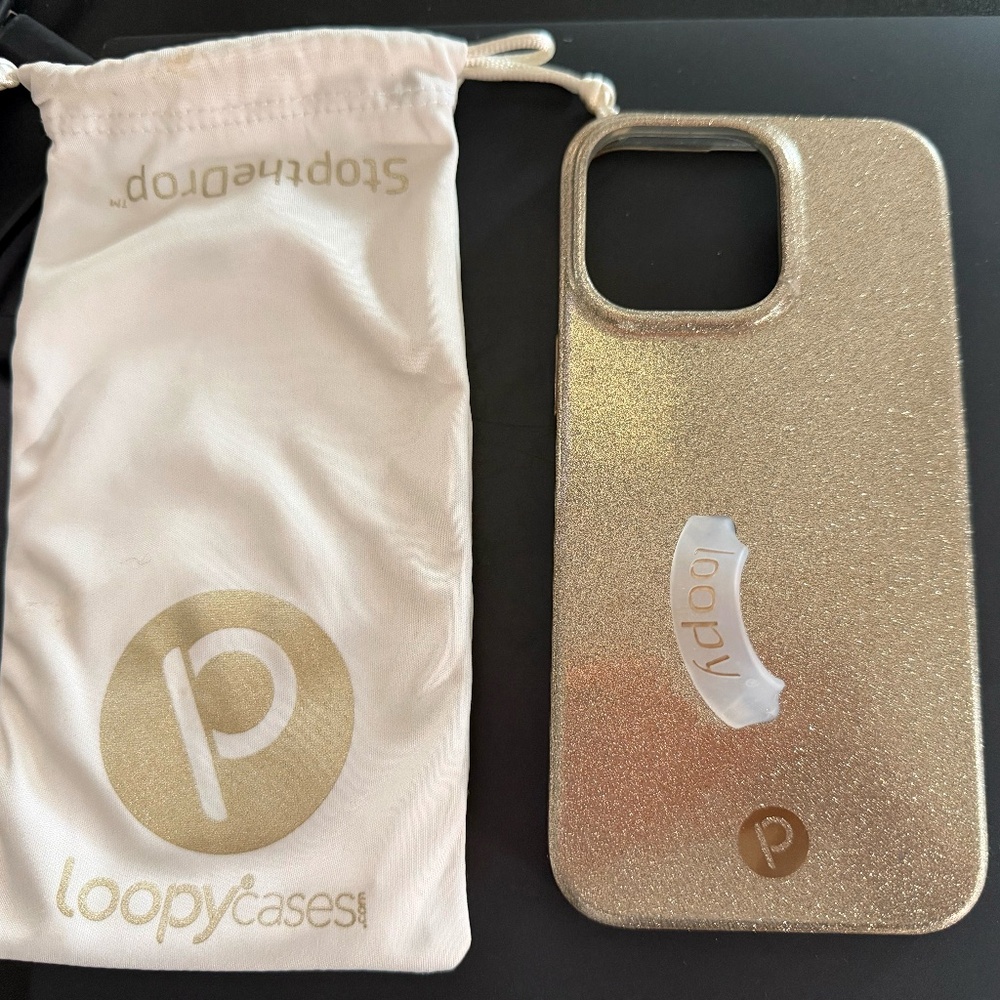 LOOPY CASE - IPHONE 14 PRO MAX - GOLD GLITTER - EXCELLENT